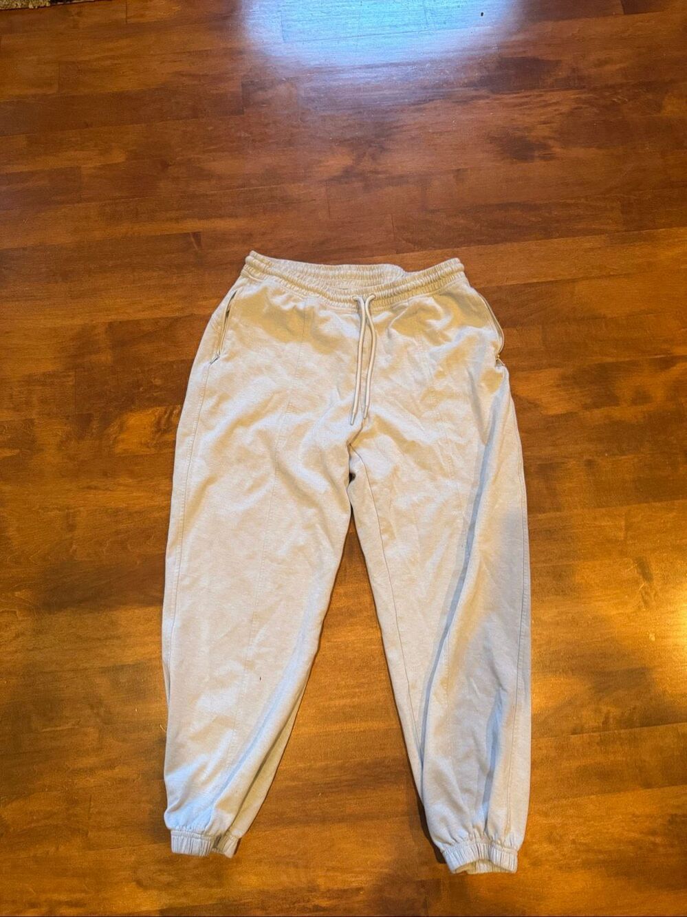 Old Navy Active Dynamic Fleece High Rise Joggers Womens L Beige Zip Pockets